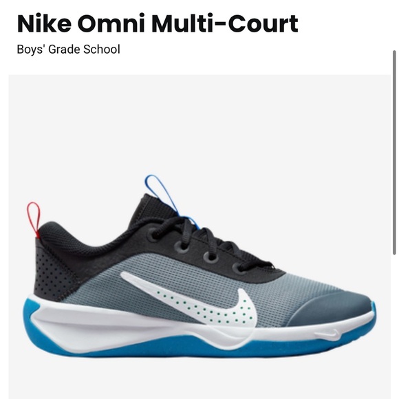 NIKE OMNI-MULTI-COURT in cool grey/photo blue-black SIZE 5.5Y - Picture 6 of 9